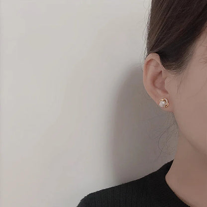 Upscale 14k Gold Jewelry Real Gold  Earrings Zircon Pearl Twist Luxury Stud Earrings for Women Brincos Pendientes Bijoux    Home Decor Supply | Online Retail | ShoreShopper.com
