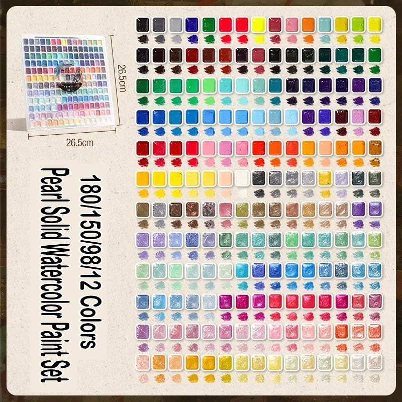 12/98/150/180 Colors Pearl Solid Water Color Paint Set Portable Professional Watercolor Painting School Art Supplies Stationery    Home Decor Supply | Online Retail | ShoreShopper.com