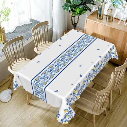 Waterproof Lemon Tablecloth Blue White Check Pattern Summer Decor Kitchen Dining Table Cover for Outdoor Indoor Rustic Style    Your Coastal Marketplace | Shoreshopper.com