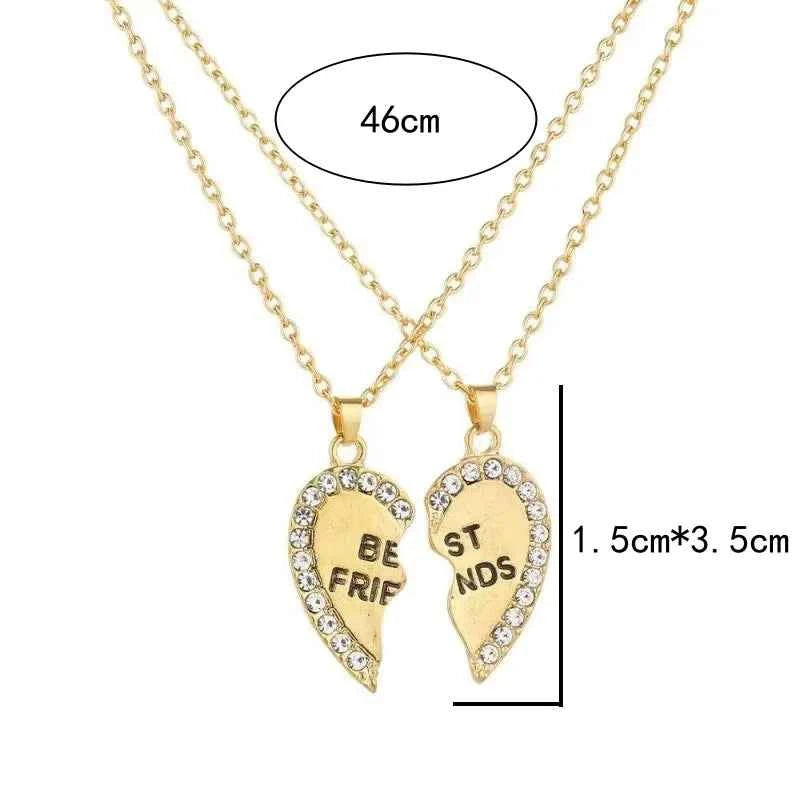 Gooden Friends Love English Pendant Pendant Necklace Fashion Two Rhinestones Alloy Flap Best Friends Necklace New Product Launch