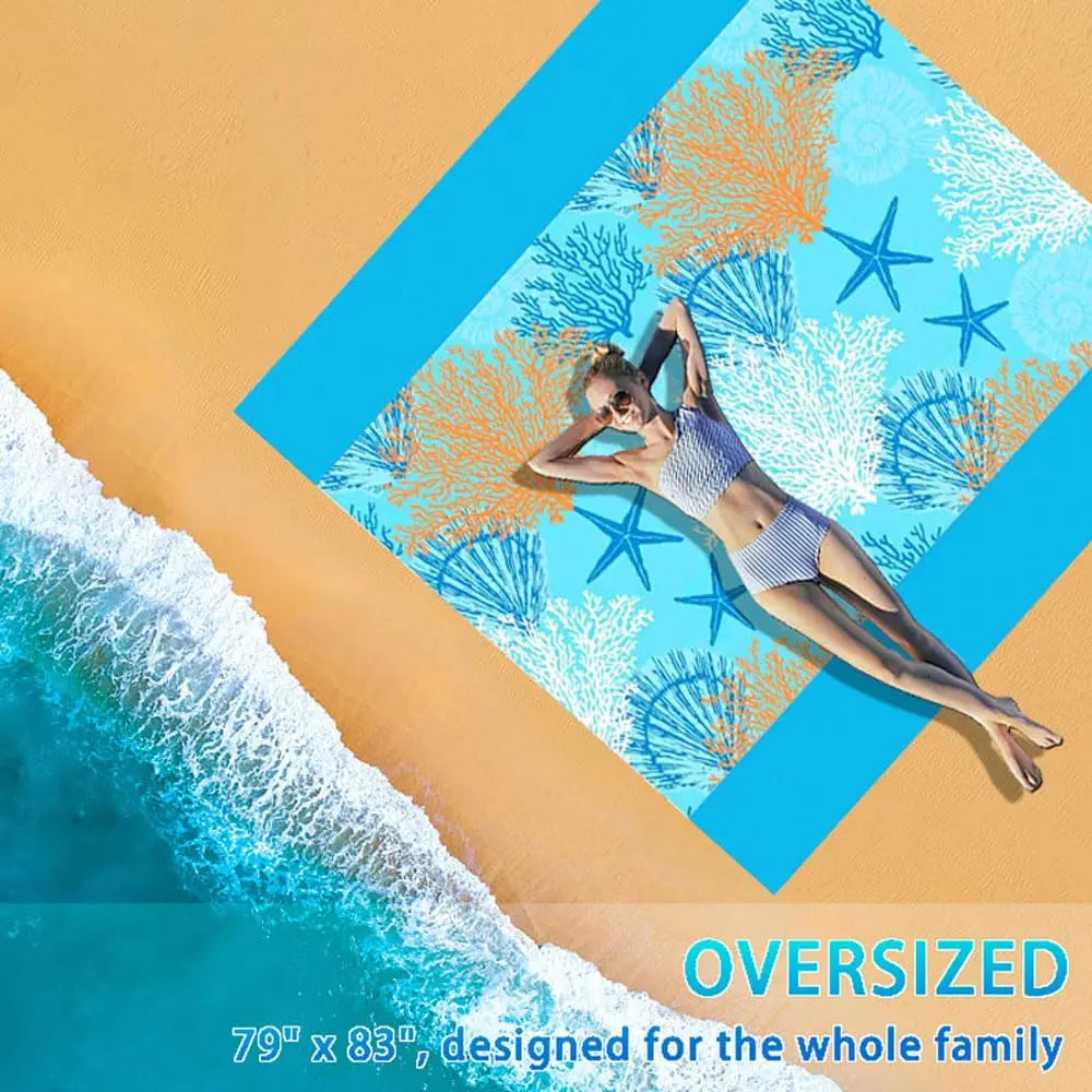 Beach Blanket Super Large 79 x 83 Inch Sandproof Waterproof Soft Comfortable Material Light Weight Portable for Beach Outdoor    Your Coastal Marketplace | Shoreshopper.com