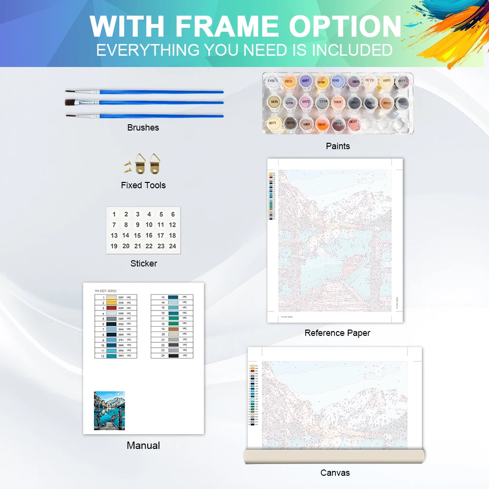 HUACAN Coloring By Numbers Mountain Landscape HandPainted Kits Home Decor Sea Painting Drawing Pictures By Numbers Diy Gift Art - ShoreCo.Shop