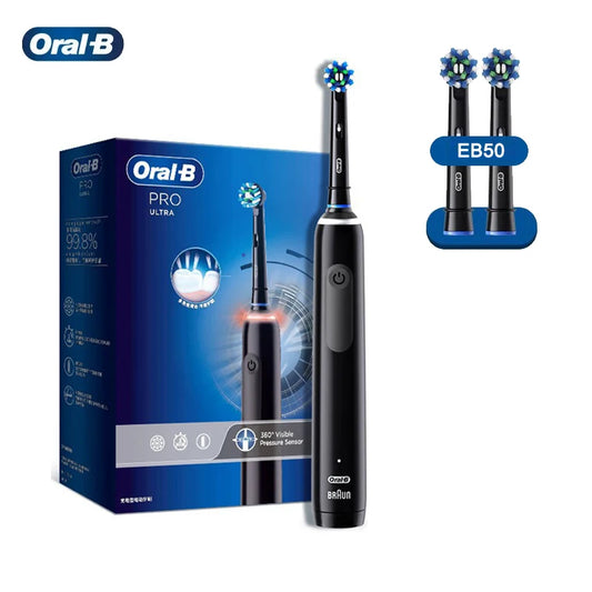 Oral B Pro 4 Ultra Electric Toothbrush 3D Rotation Rechargeable Teeth Brush Pressure Sensor 4 Brushing Modes 2 Min Timer - ShoreCo.Shop