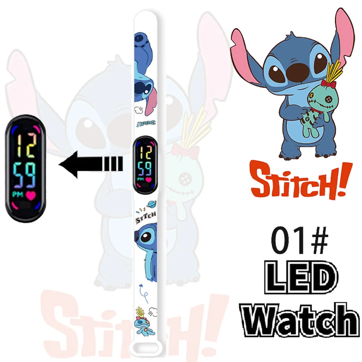 Disney Stitch Digital Kids' Watches Anime Figures LED Luminous Watch Touch Waterproof Electronic Sports Watch Kids Birthday Gift    Home Decor Supply | Online Retail | ShoreShopper.com