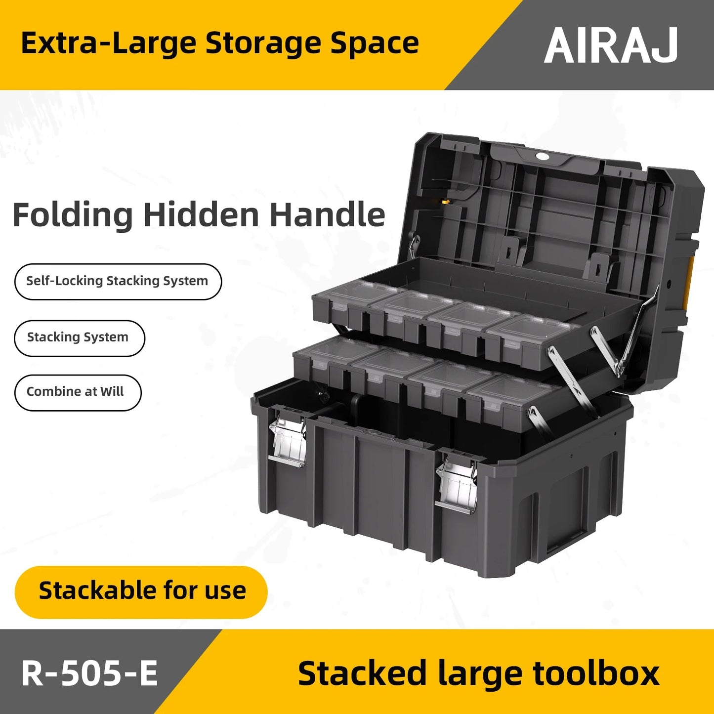 AIRAJ MultiFunctional Tier Stackable Rolling Plastic Portable Folding Tool Storage Box , Suitable for Garage Storage    Home Decor Supply | Online Retail | ShoreShopper.com