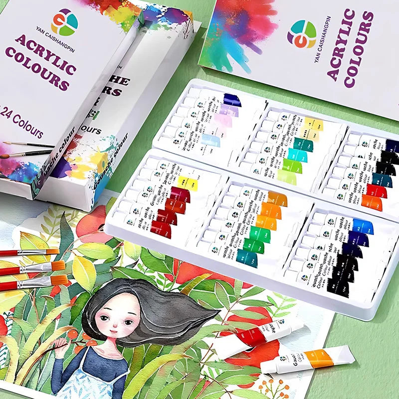 Acrylic Paint Set 12/18/24/36 Colors 12ml Tubes Non-Toxic Waterproof Art Craft Paints for Artists Kids Beginners School Supplies    Home Decor Supply | Online Retail | ShoreShopper.com