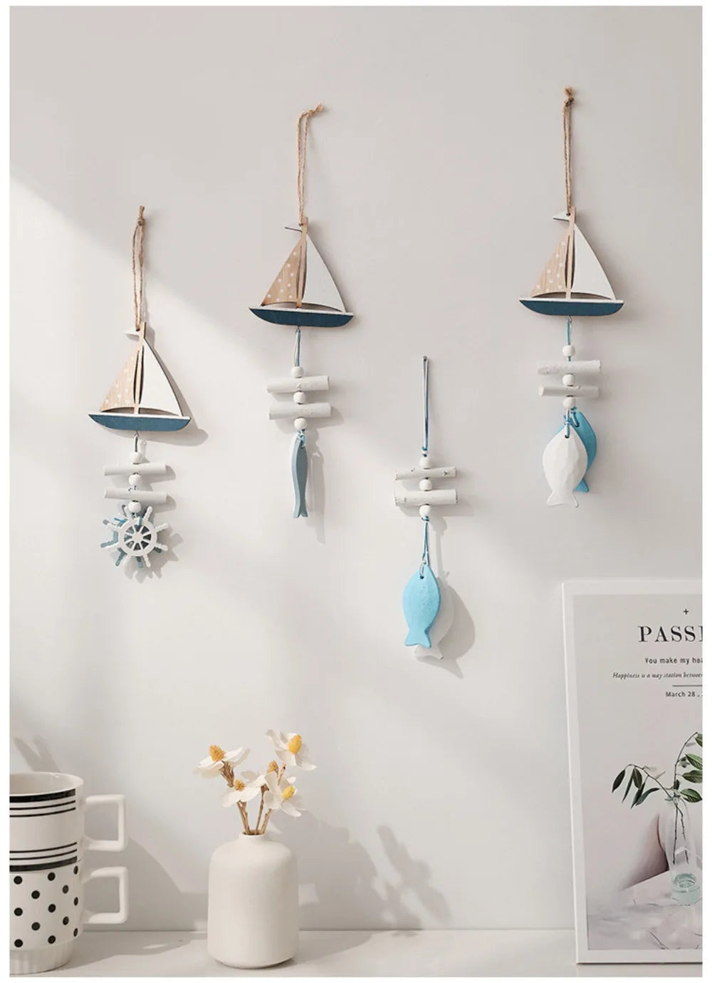 Wall Hanging Hand Made Mediterranean Starfish Hung Fish Nautical Decor Hang Wood Marine Pendant for Home Decoration קישוטי קיר    Your Coastal Marketplace | Shoreshopper.com