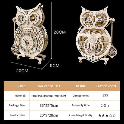 Wooden Puzzle 3D Owl Clock Model Building Kits Creative DIY Wall Clock Mechanical Retro Pendulum Clock Assembly Toy for Adults    Home Decor Supply | Online Retail | ShoreShopper.com