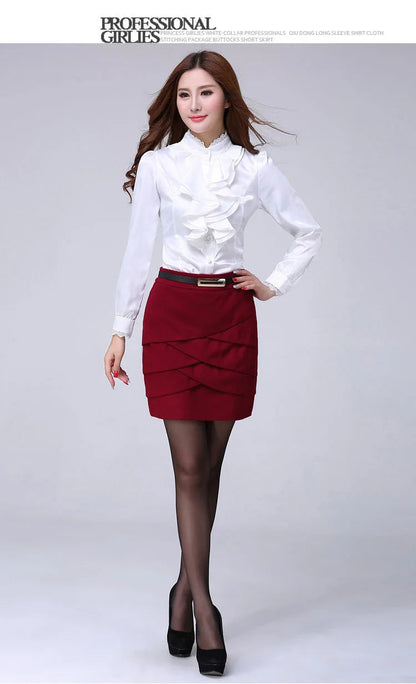 Women Shirts Long Sleeve   Spring Autumn Button Up Tops Fashion Lady Stand Collar Shirt Solid Color Female Elegant Blouses    Your Coastal Marketplace | Shoreshopper.com
