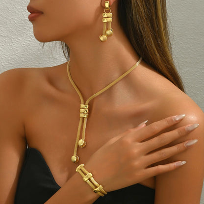 2025 Fashion Jewelry Set Luxury Alloy Long Tassel Necklace Bracelet Earrings Rings Elegant Women Banquet Wedding Accessories    Home Decor Supply | Online Retail | ShoreShopper.com