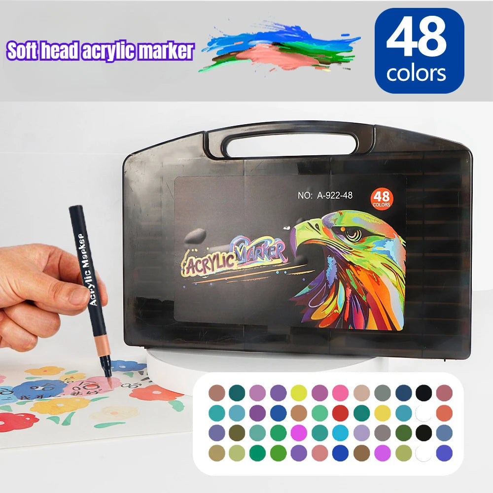 12/24/36/48 Colors Art Acrylic Markers Waterproof For Painting Wood Stone DIY Student Gift Art Stationery School Supplies    Home Decor Supply | Online Retail | ShoreShopper.com