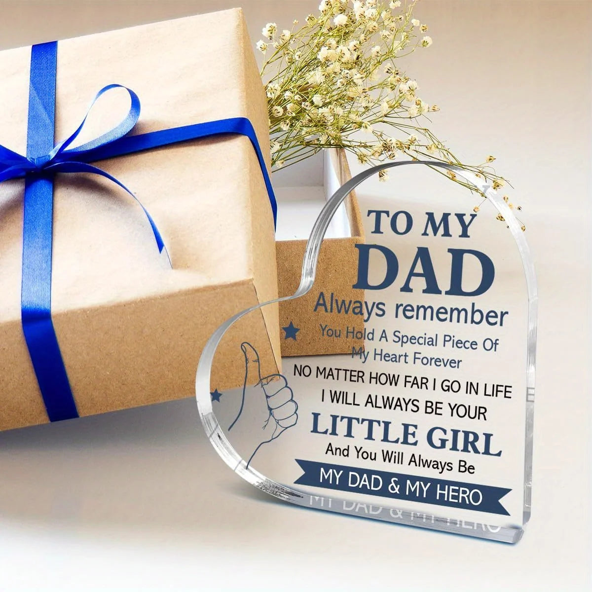 2D Flat Dad Gifts from Daughter, Thank You Gifts for Dads Fathers Day Birthday Christmas, Unique Father Gift Ideas