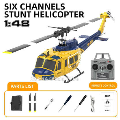 RC ERA Weathered Marine C032 UH1Huey One Click Inverted Flight TOF Optical Flow Gyro Stabilized RC Helicopter for Adults