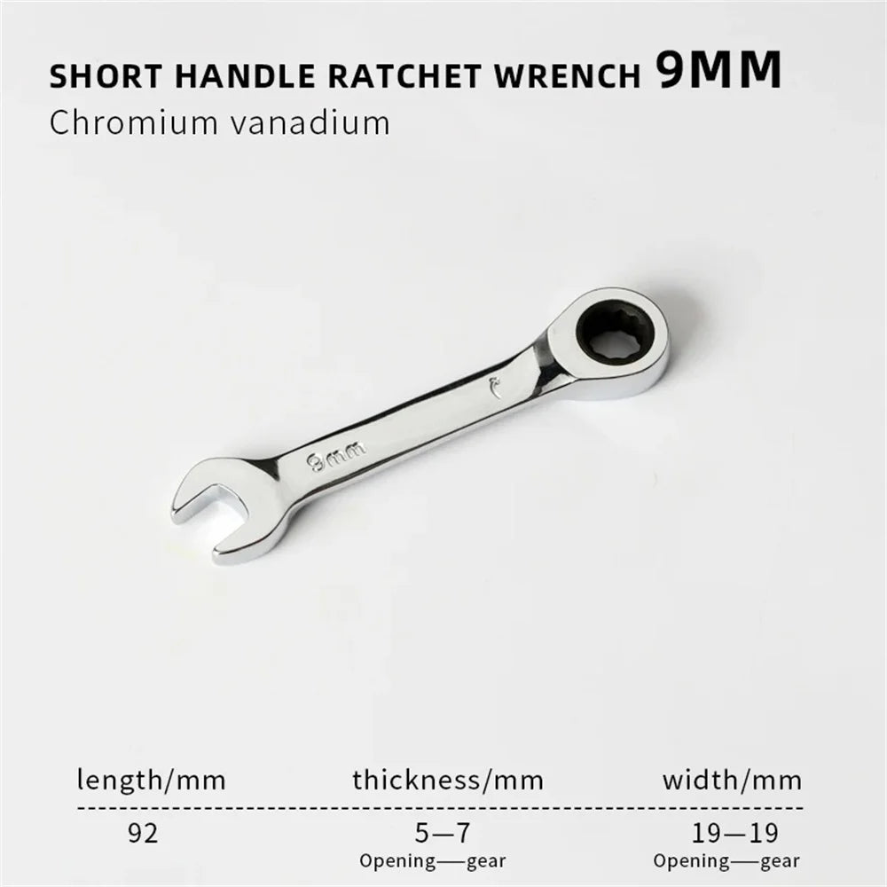 6-19mm Short Handle Quick Ratchet Wrench 72 Teeth Multi Functional Portable Short Dual-use Plum Blossom Small Wrench Hand Tools    Home Decor Supply | Online Retail | ShoreShopper.com