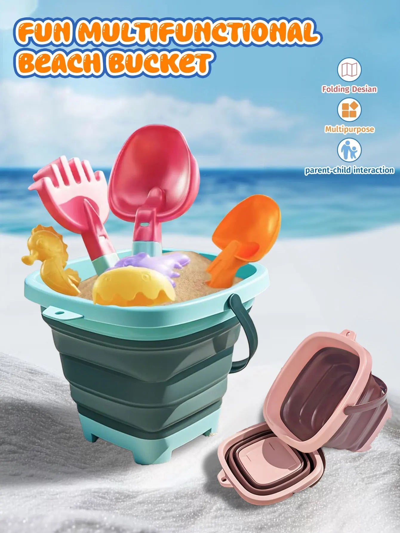 Beach sand toy for children, small extensionable water bucket with multiple functions and portability, suitable for baby sand pl    Your Coastal Marketplace | Shoreshopper.com