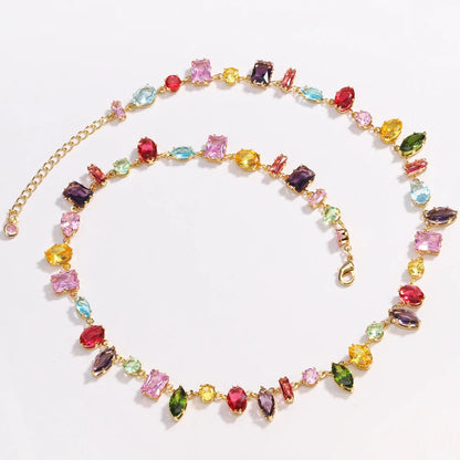 Brand 18K Gold Plated New Luxury Colourful Crystal Zircon Necklace For Women Fashion Party Jewelry Accessories Ladies Jewellery    Home Decor Supply | Online Retail | ShoreShopper.com
