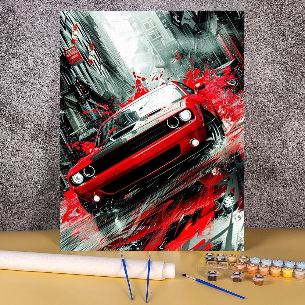 Acrylic Paint By Numbers Red Sports Car  Painting By Numbers On Canvas Coloring By Number For Adults Paint Digital Art    Home Decor Supply | Online Retail | ShoreShopper.com
