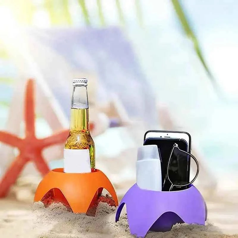Beach Cup Holder Tray for Beach Drink Holders Portable Beer Stand Accessories for Beach Parties and Cam Anti Spilled Drinks Sand
