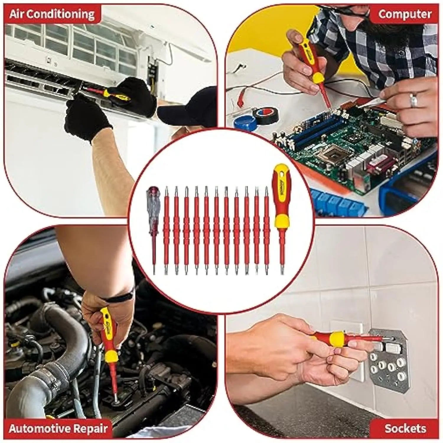 9714B 500V Insulated Screwdriver Set 12Pcs Double-Ended Insulated Screwdriver Tool with Non-Slip Handle All-in-One Prem    Home Decor Supply | Online Retail | ShoreShopper.com