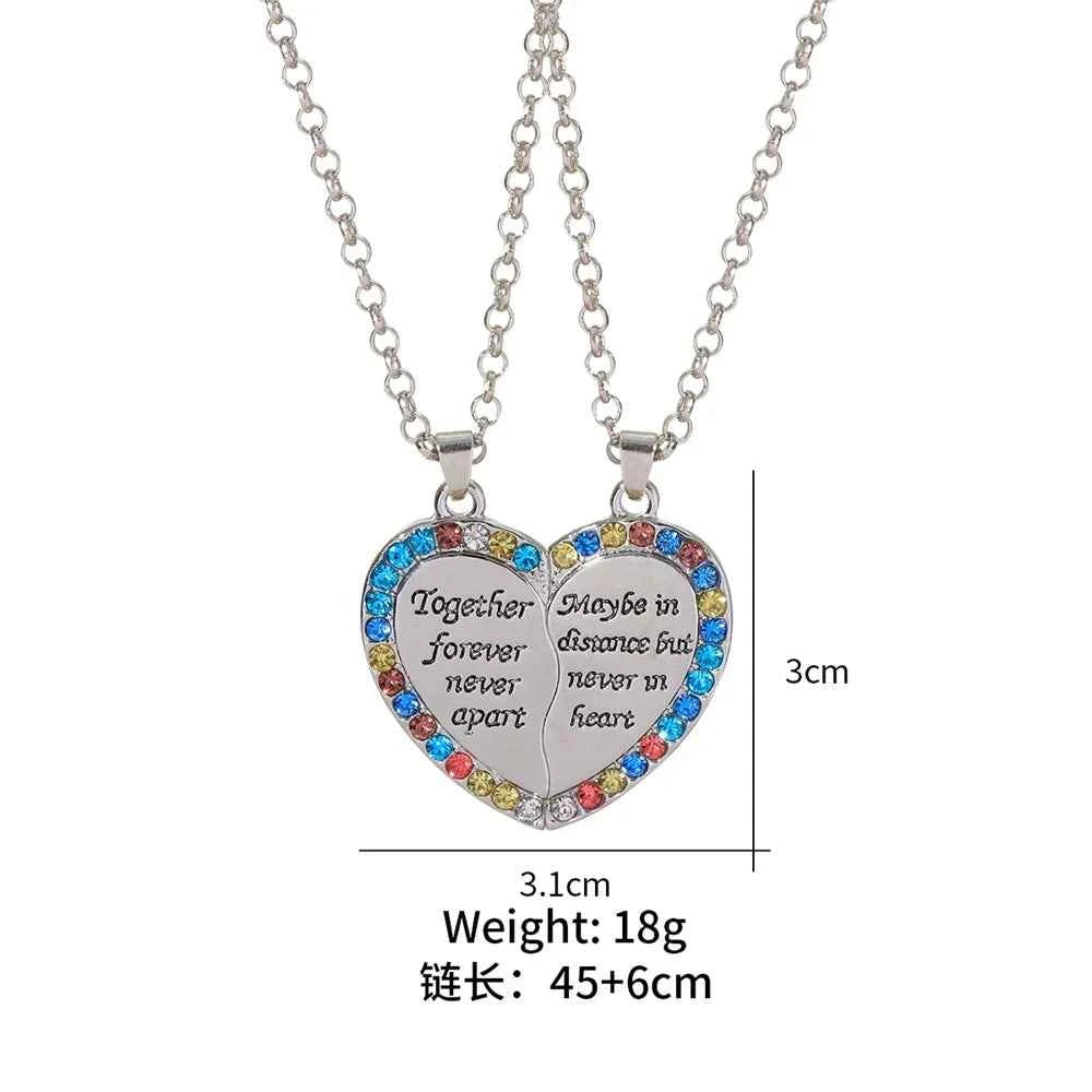 Best Friends Necklace Together forever Never Apart Maybe In Distance But Never In Heart Pendant Choker For Bestie Friendship
