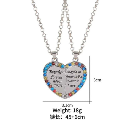 Best Friends Necklace Together forever Never Apart Maybe In Distance But Never In Heart Pendant Choker For Bestie Friendship