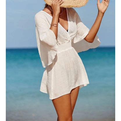 New Sexy V Neck Long Sleeve Backless Chiffon Tunic Beach Cover Up Beach Cover-ups Beach Dress Beach Wear Beachwear V3840    Your Coastal Marketplace | Shoreshopper.com