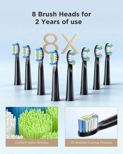 Fairywill Sonic Electric Toothbrush E11 Waterproof USB Charge Rechargeable Electric Toothbrush 8 Brush Replacement Heads Adult - ShoreCo.Shop