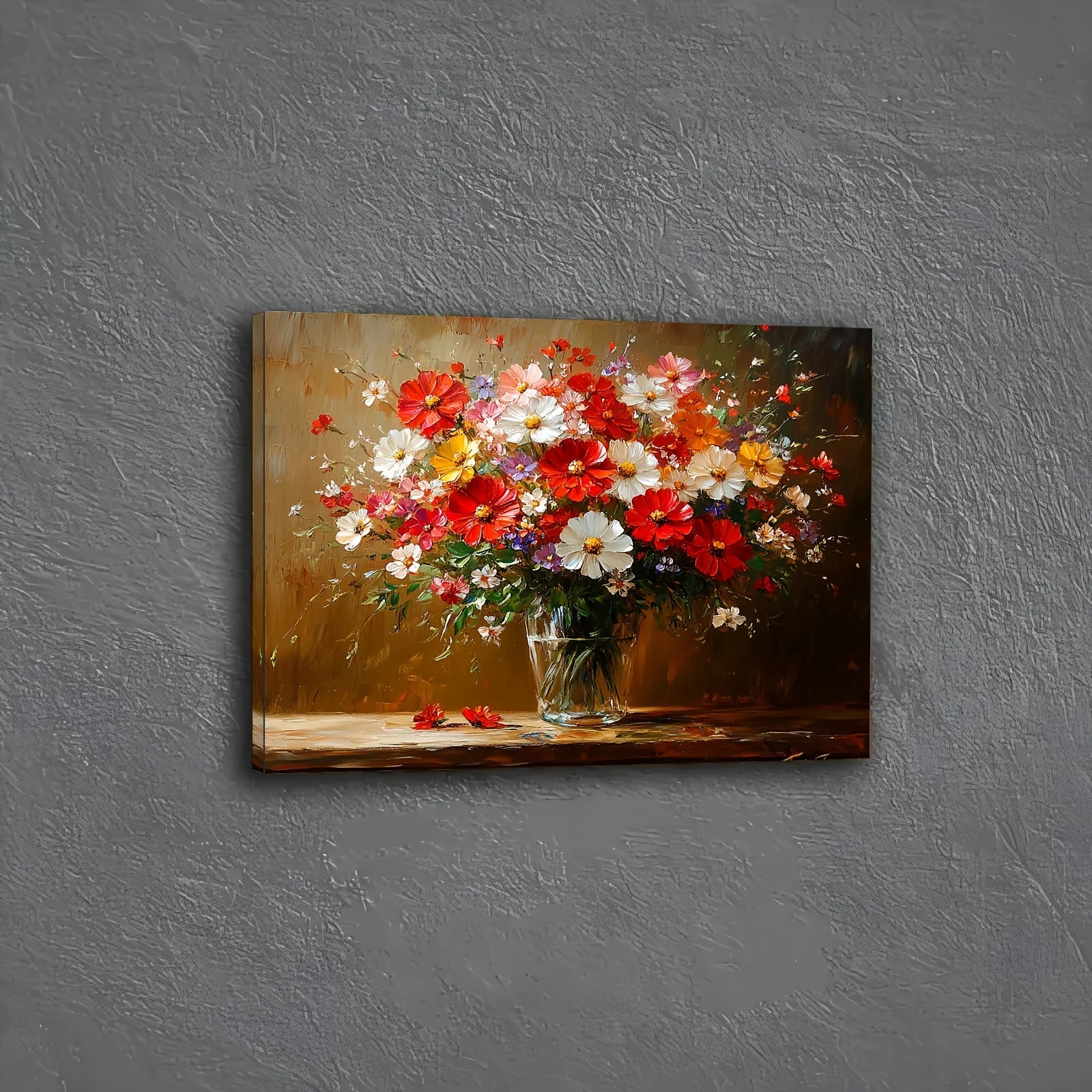 Vibrant Floral Canvas Wall Art - Wooden Framed Colorful Bouquet Print for Home, Office, Living Room, Bedroom, 11.8x15.7 inches    Home Decor Supply | Online Retail | ShoreShopper.com