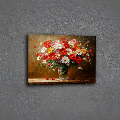 Vibrant Floral Canvas Wall Art - Wooden Framed Colorful Bouquet Print for Home, Office, Living Room, Bedroom, 11.8x15.7 inches    Home Decor Supply | Online Retail | ShoreShopper.com