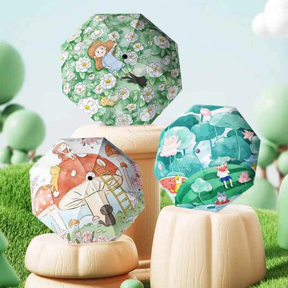 Umbrella for Both Sunny and Rainy Use UV Resistant Umbrella Windproof Strong Umbrellas Parasol Manual Kids Students