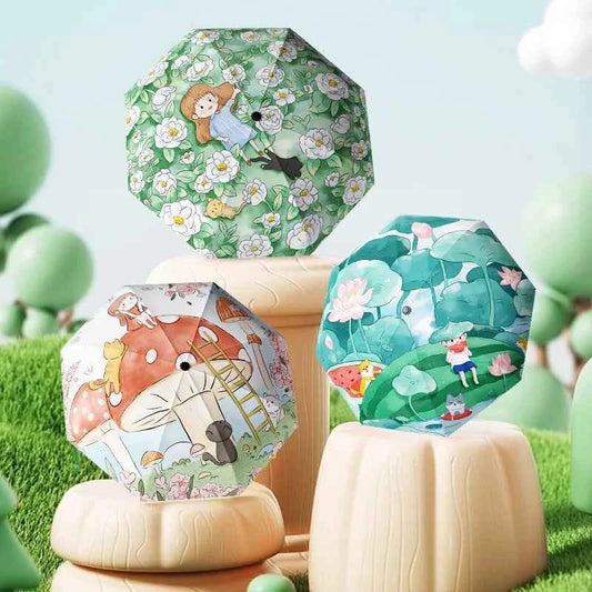 Umbrella for Both Sunny and Rainy Use UV Resistant Umbrella Windproof Strong Umbrellas Parasol Manual Kids Students