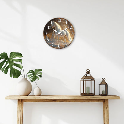 White Horse in Snowy Landscape Round Wall Clock, Ethereal Equine Art Decorative Clock, Dreamy Winter Scene Timepiece for Wall Ar    Home Decor Supply | Online Retail | ShoreShopper.com