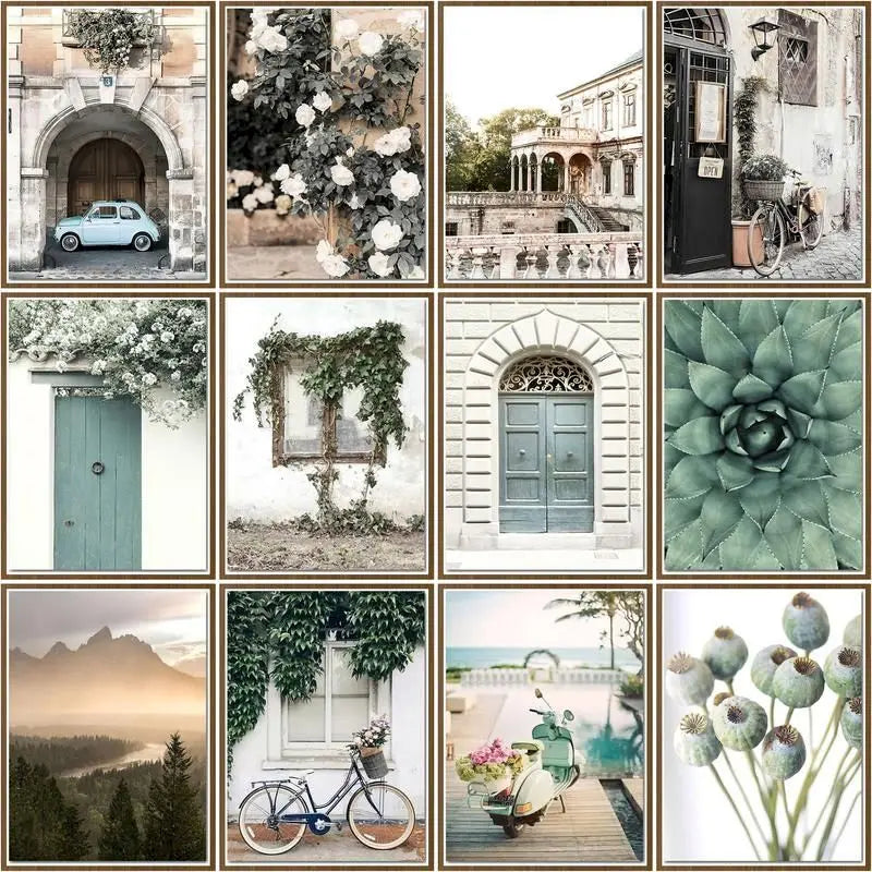 CHENISTORY-Acrylic Paint By Number Houses Scenery Picture, Green Plants On Canvas, Home Decoration    Home Decor Supply | Online Retail | ShoreShopper.com