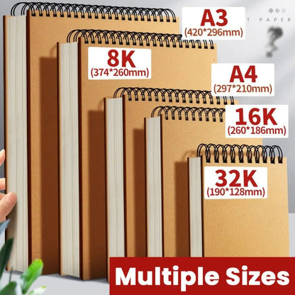 High Quality Kraft Paper Art Sketchbook A4/8K/16K/32K/A3 Flip-up Drawing Notepad 30Sheets/60Pages Spiral Notebook Art Supplies    Home Decor Supply | Online Retail | ShoreShopper.com