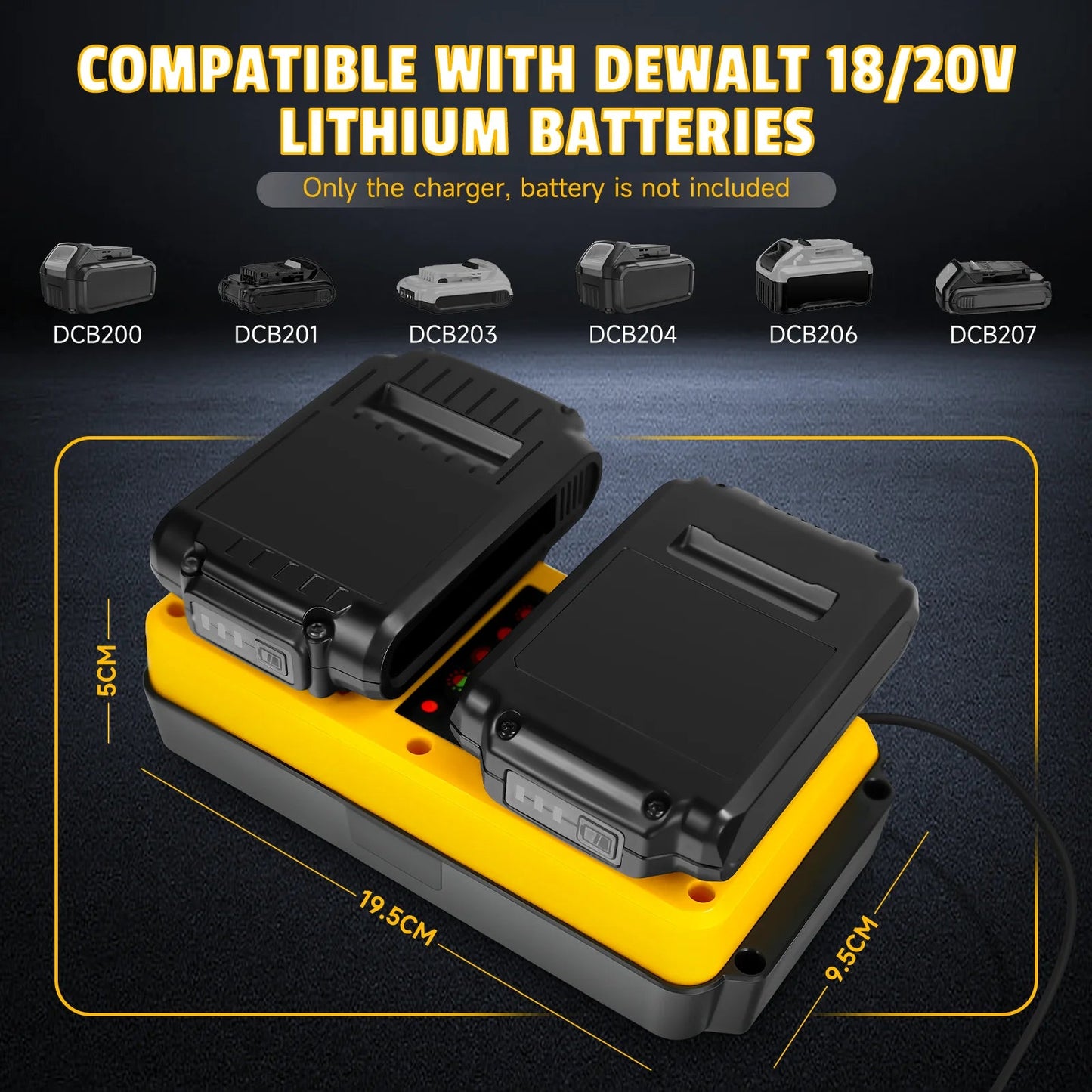 90W Battery Charger Replacement for Dewalt 18V 20V Lithium Battery Rechargeable DCB207 DCB206 DCB204 DCB203 Fast Dual Charger    Home Decor Supply | Online Retail | ShoreShopper.com
