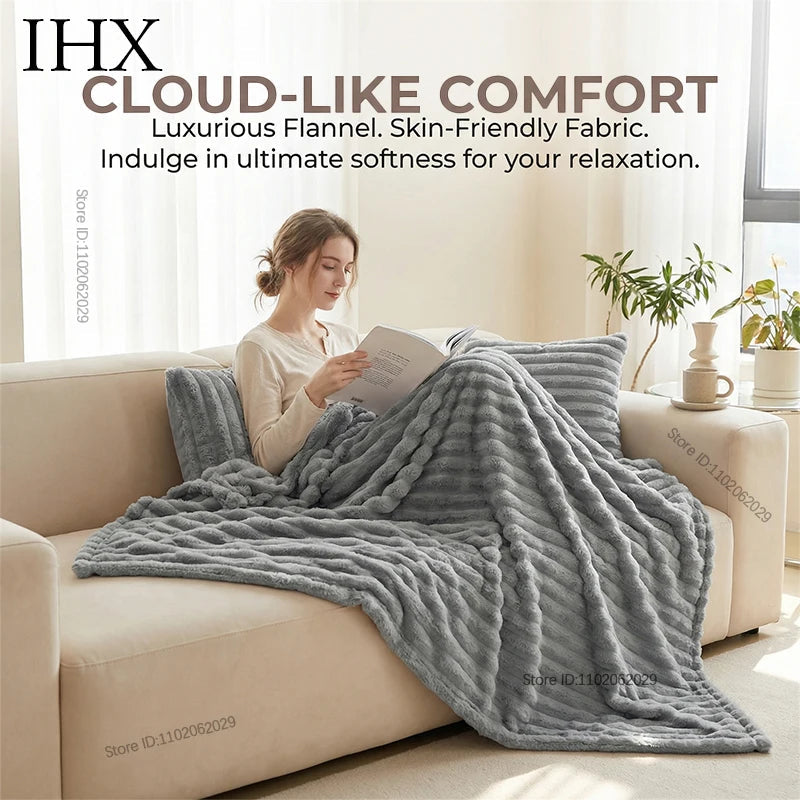 IHX Solid Color Imitation Rabbit Plush Milk Plush Thickened Thermal Leisure Home Blanket Office Nap Blanket, Custom Blanket Size    Your Coastal Marketplace | Shoreshopper.com