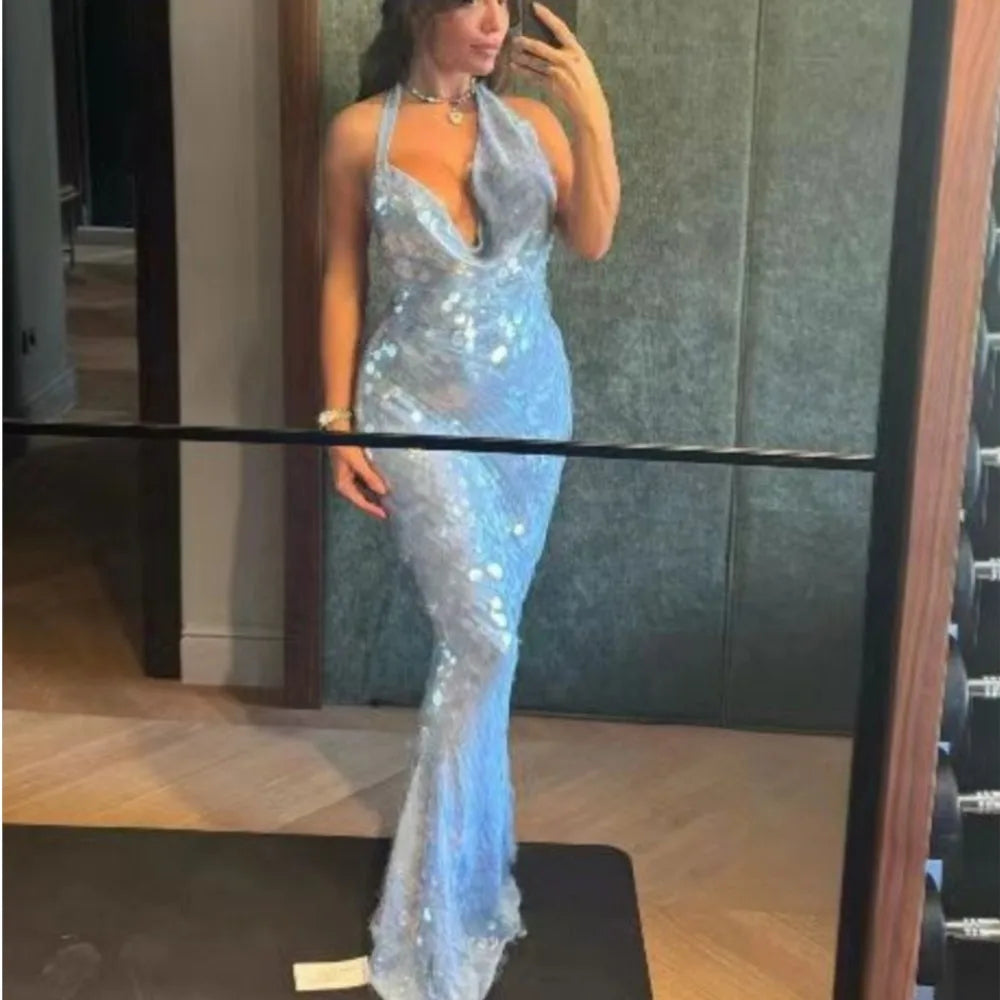 Beachwear Party Dresses For Woman Backless Evening Dress Sequin Solid Color Spaghetti Strap Patchwork Robe Simple Style Trendy    Your Coastal Marketplace | Shoreshopper.com