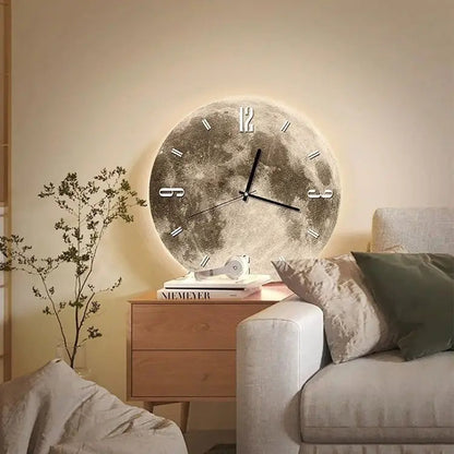 16 Inch Fashions Wall Clock Dining Room Living Moon The Earth Modelling LED Light Silent Movement Bedroom Clock Wall Decoration    Home Decor Supply | Online Retail | ShoreShopper.com