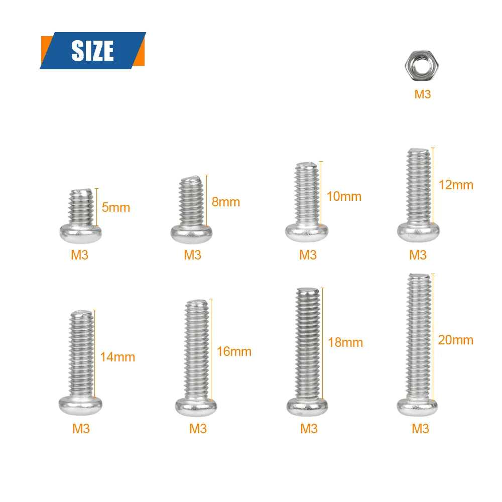 M1 M1.2 M1.4 M1.6 M2.5 M3 304 Stainless Steel Round Head Cross Small Screw Set Metric Thread Machine Bolt Assortment Kit Set    Home Decor Supply | Online Retail | ShoreShopper.com