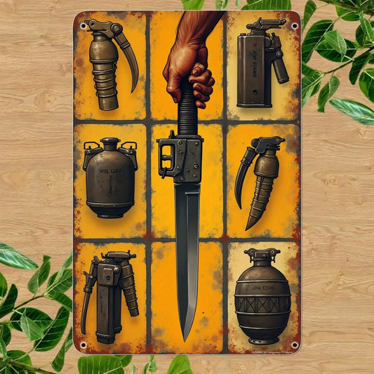 Vintage Military Weapon Metal Wall Art - 8x12 Inch 2D Design, Rustic Decor for Home, Bar, Game Room - Durable Aluminum Sign    Home Decor Supply | Online Retail | ShoreShopper.com