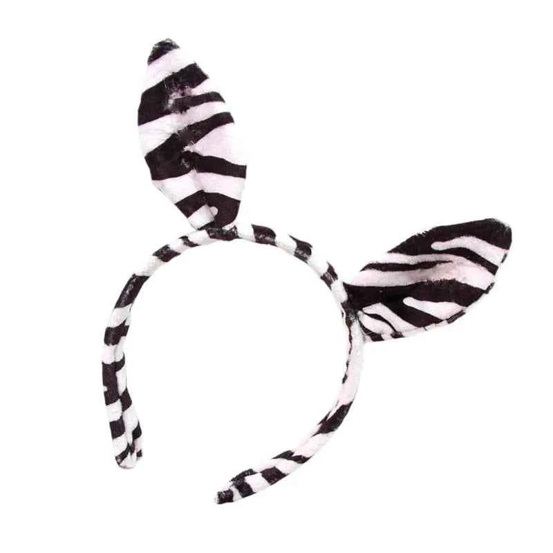 652F Halloween Zebras Ear Headbands Cosplay Zebras Ear Headwear Hairbands Headwear Halloween Hairbands Birthday Party