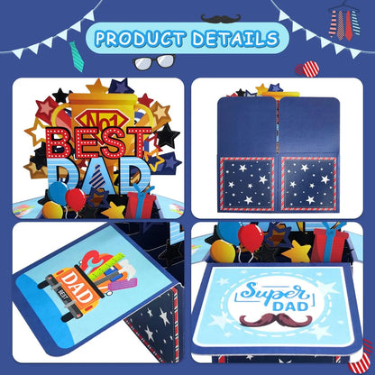 3D Pop Up Father's Day Card Handmade Best Dad Birthday Gift with Note & Envelope - Thank You Card for Dad from Daughter Son    Your Coastal Marketplace | Shoreshopper.com
