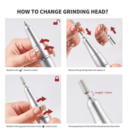 45000RPM Professional Nail Drill Machine Rechargeable Low Noise Electric Nail Drill Sander File for Manicure Gel  Polish Tool    Home Decor Supply | Online Retail | ShoreShopper.com