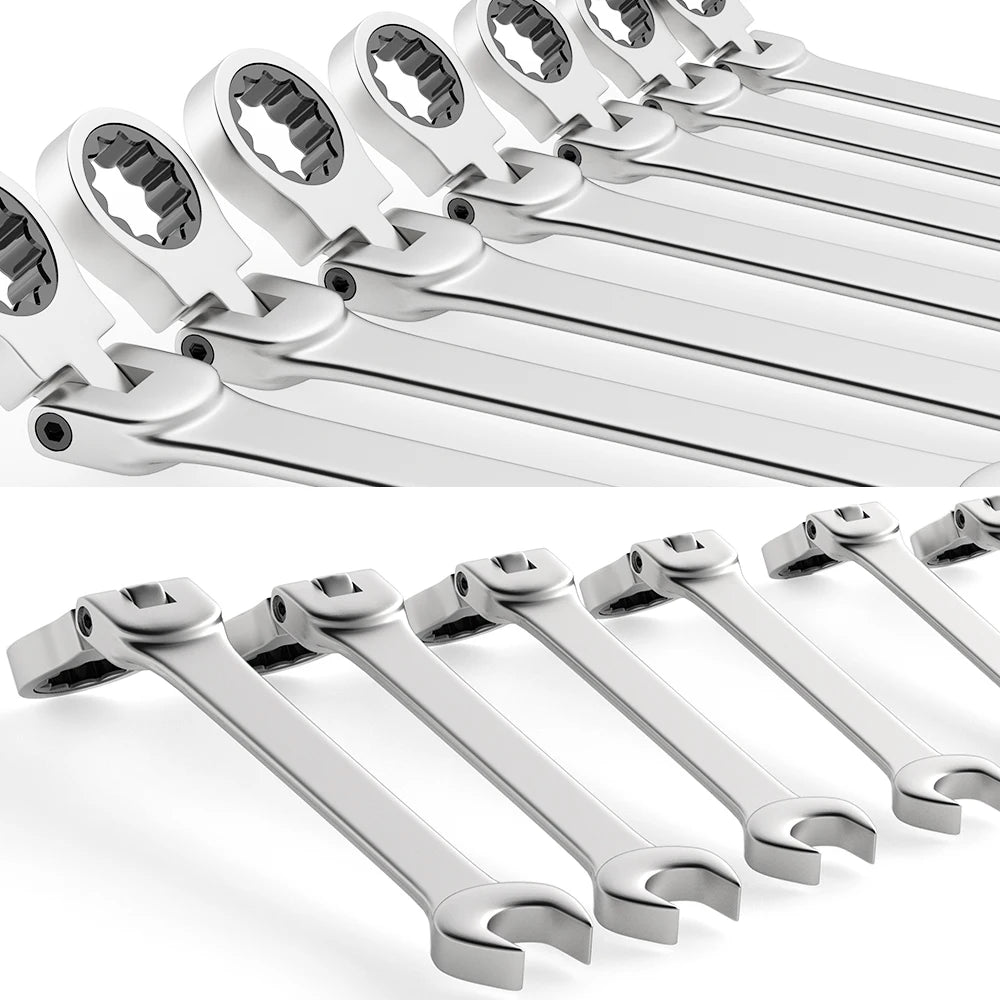 Ratcheting Combination Wrench Set, 6-22mm Metric Flex Head Ratcheting Wrench, Chrome Vanadium Steel Spanner with Bag    Home Decor Supply | Online Retail | ShoreShopper.com