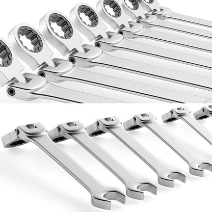 Ratcheting Combination Wrench Set, 6-22mm Metric Flex Head Ratcheting Wrench, Chrome Vanadium Steel Spanner with Bag    Home Decor Supply | Online Retail | ShoreShopper.com