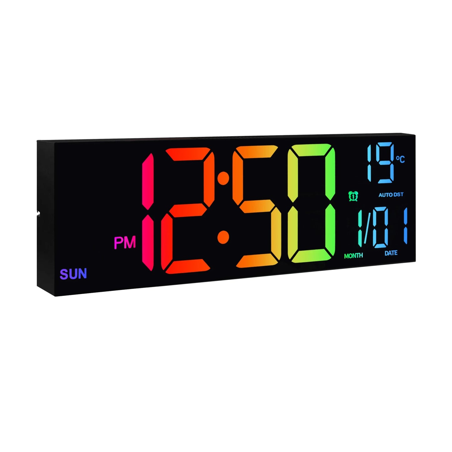 16" Large Digital Wall Clock, Big LED Display with Remote, 8 RGB Color, Alarm, DST, Temperature for Living Room, Kitchen    Home Decor Supply | Online Retail | ShoreShopper.com