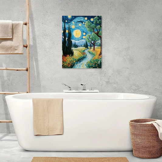 Starry Night Canvas Wall Art with Wood Frame - Perfect Home & Office Decor, Ideal Gift for Any Occasion    Home Decor Supply | Online Retail | ShoreShopper.com