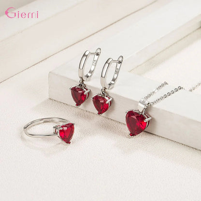 Top Fashion 925 Silver Jewelry Sets Shiny Crystal Gifts Suit For Women Girls Pendant Necklace Earrings Rings Hot Sale    Home Decor Supply | Online Retail | ShoreShopper.com