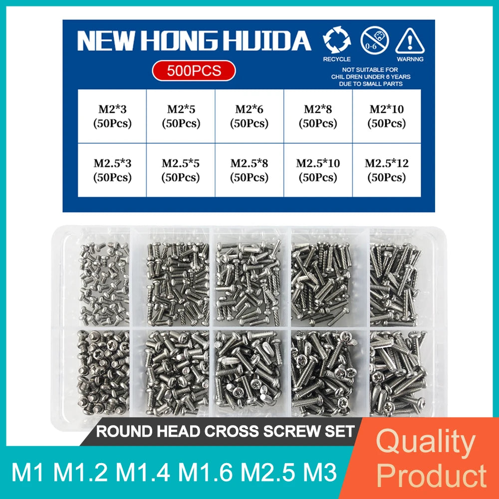 M1 M1.2 M1.4 M1.6 M2.5 M3 304 Stainless Steel Round Head Cross Small Screw Set Metric Thread Machine Bolt Assortment Kit Set    Home Decor Supply | Online Retail | ShoreShopper.com