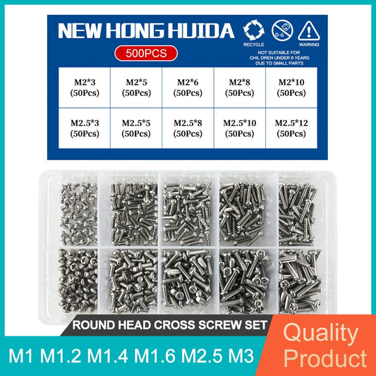 M1 M1.2 M1.4 M1.6 M2.5 M3 304 Stainless Steel Round Head Cross Small Screw Set Metric Thread Machine Bolt Assortment Kit Set    Home Decor Supply | Online Retail | ShoreShopper.com